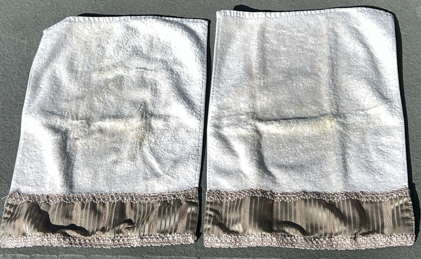 Rodeo Home Fingertip Towels Vtg Cream with Trim Embellishment Set of 2