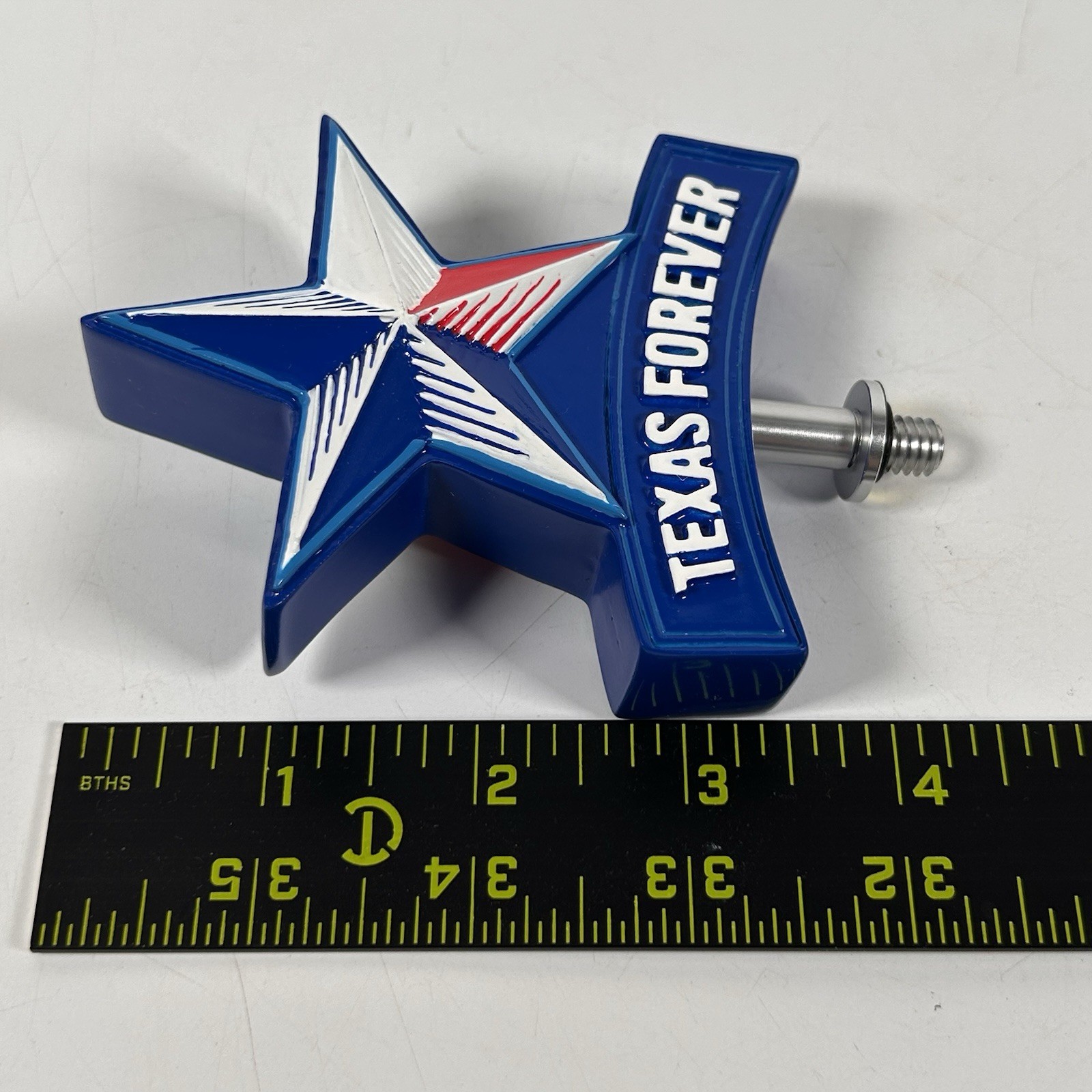Texas Forever Lone Star Red White & Blue Double Sided Beer Tap Handle Topper