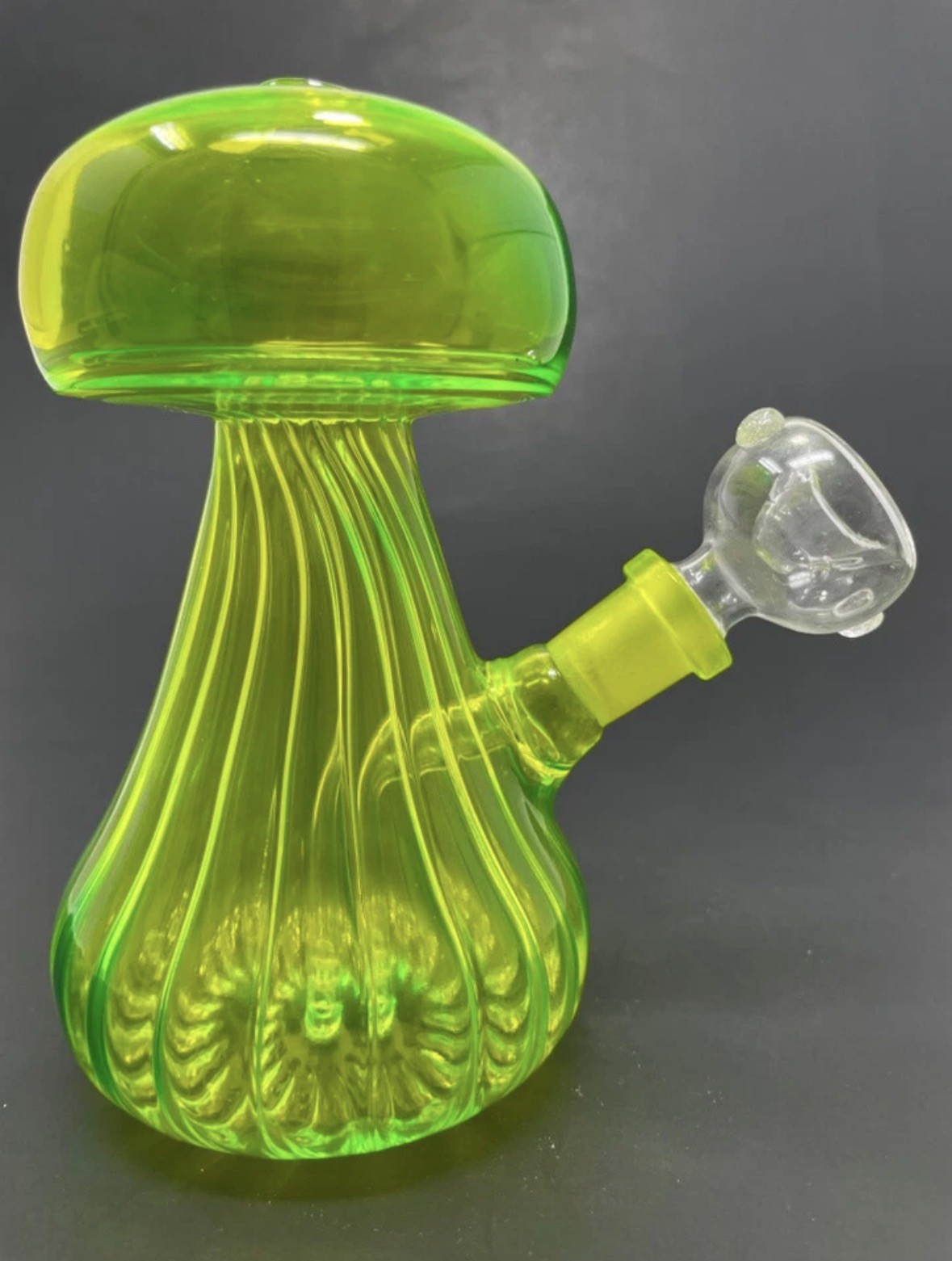Hookah Water Pipe Glass 5″ Neon Yellow Mushroom Shape Tobacco Bong