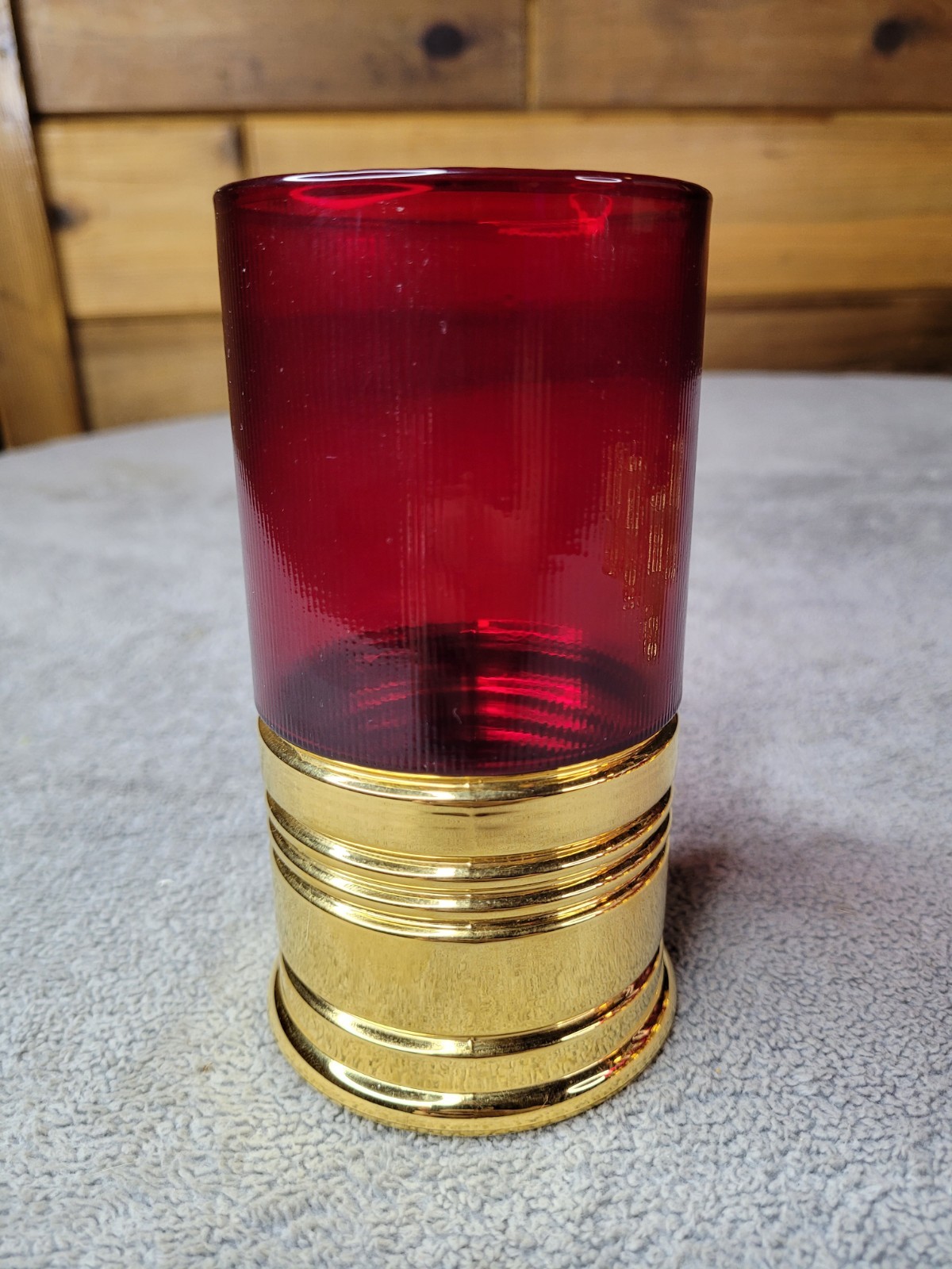 Vintage Imperial Glass Trader Vic’s Big Shot Shotgun Shell Tumbler Red 5.5″