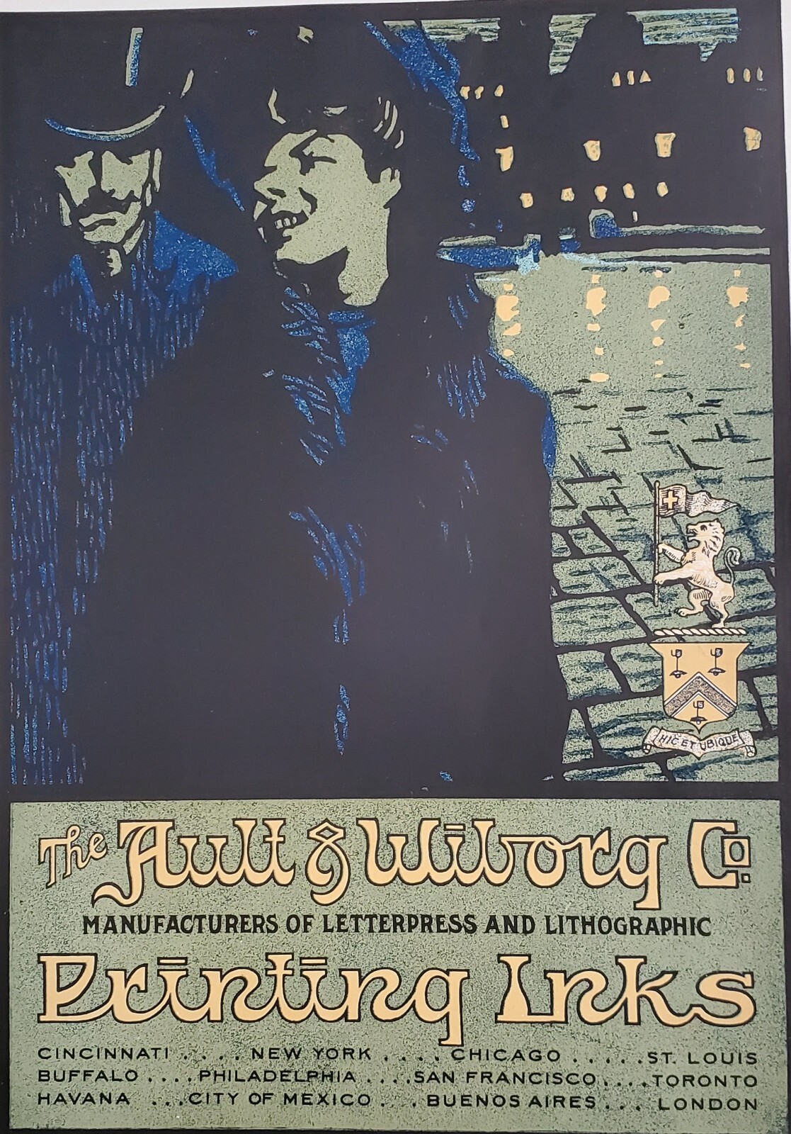 1909 Ault & Wiborg Printing Ink Print Ad Art Nouveau October 1909