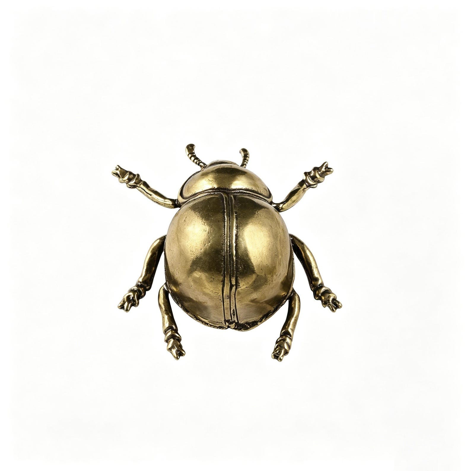 Large Solid Brass Beetle Figurine, Vintage Scarab Sculpture, Retro Insect Decor