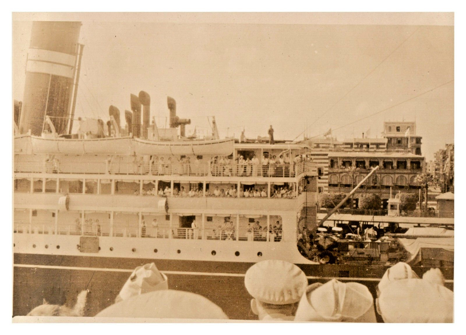 Large Ship Vintage Photograph Military Navy Men Ocean History Travel Sail