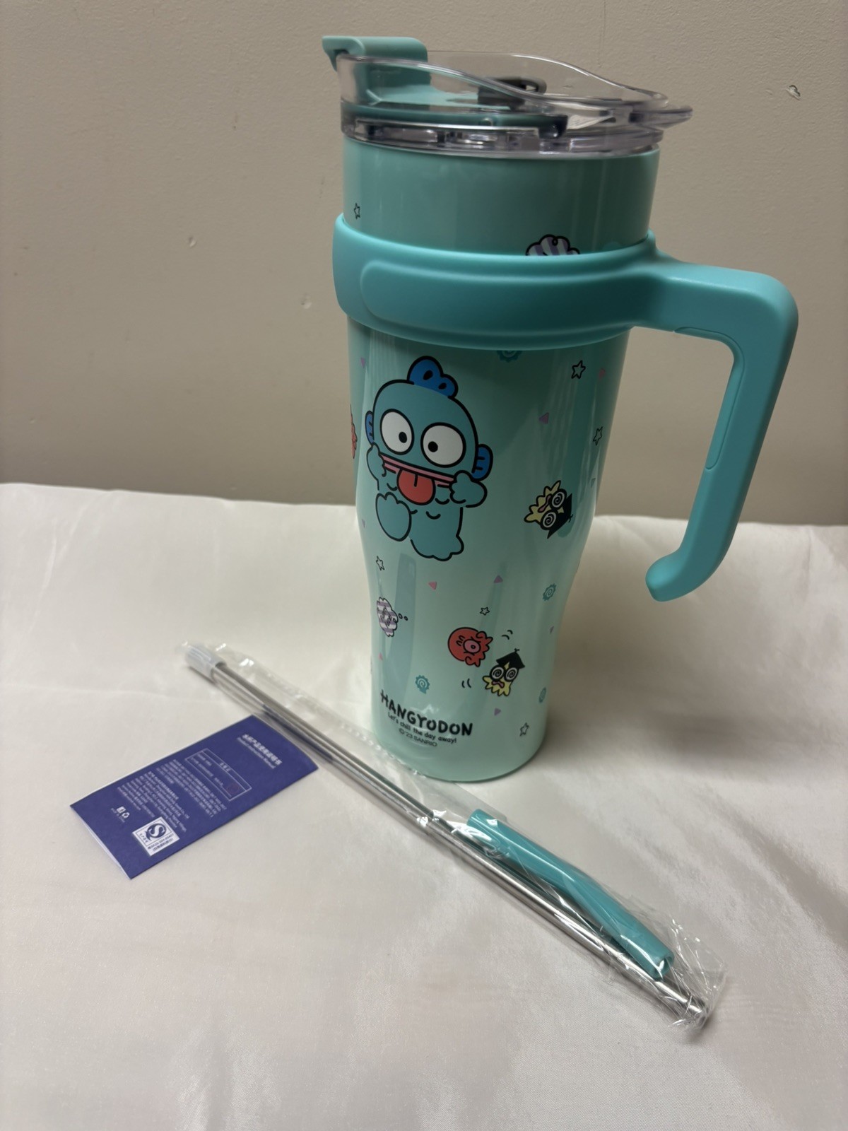 Sanrio Licensed Hangyodon Water Bottle – 1200ml Insulated steel mint green