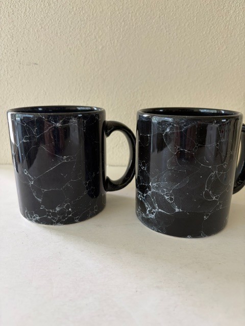 Set of 2 Waechtersbach West Germany Black White Marble Mugs