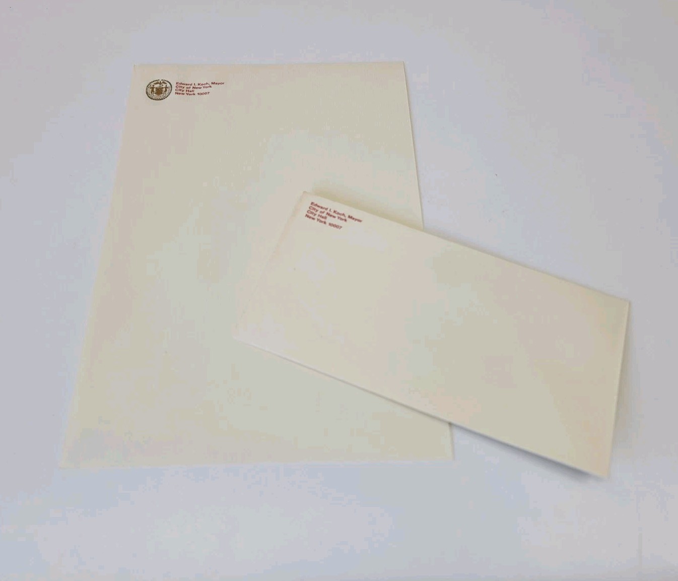 1978-1989 NYC Mayor Edward Koch Unused Letterhead & Envelope Official