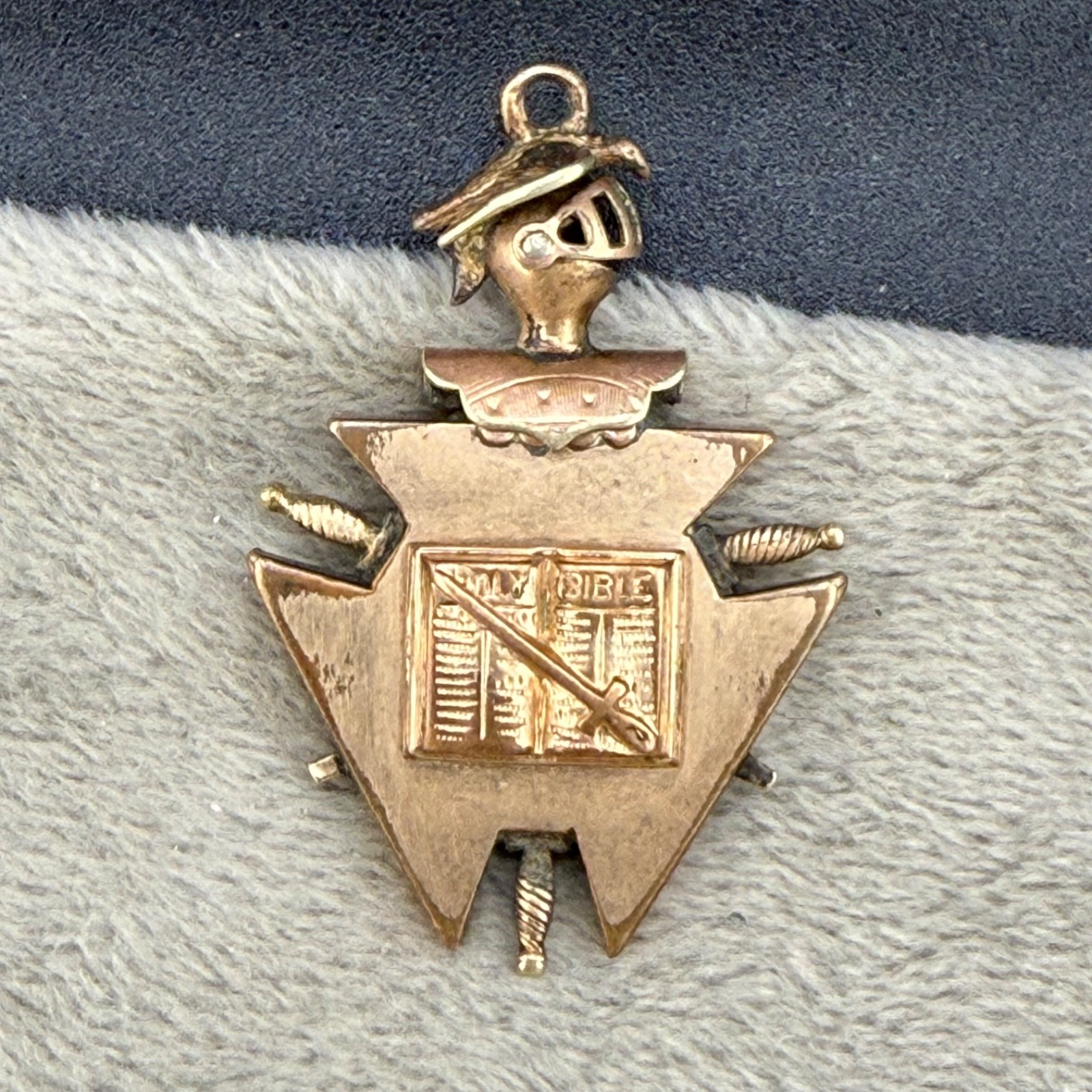 Vintage Knights of Pythias Pocket Watch Fob Pendant Masonic Gold Tone Enamel