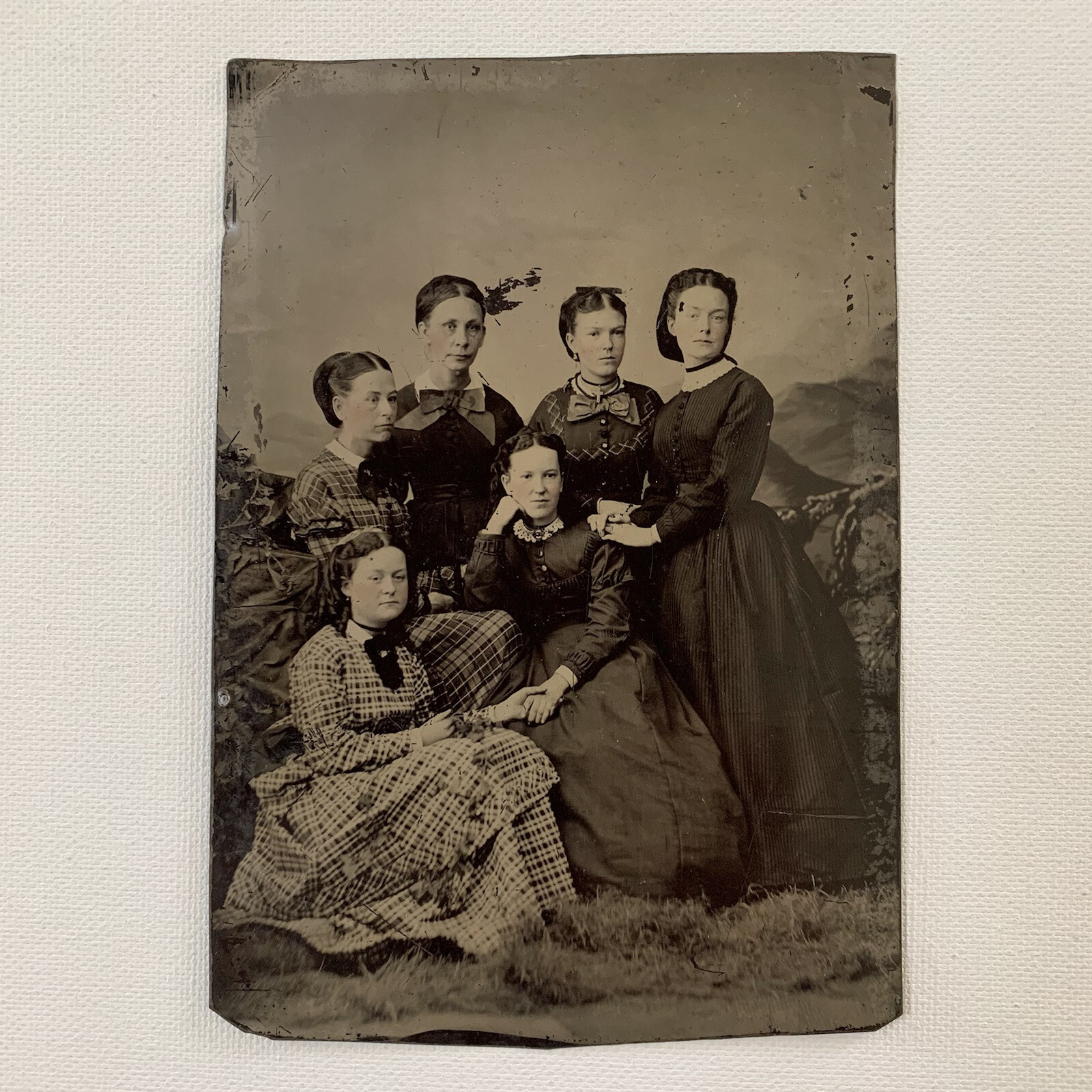 Antique 1/2 Plate Tintype Group Photograph Beautiful Woman Affectionate Family