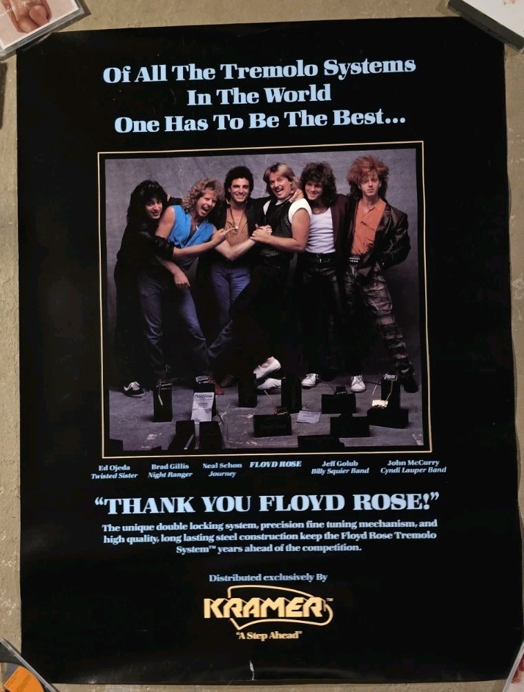 KRAMER GUITARS FLOYD ROSE TREMOLO 1986 36×27 PROMO POSTER Twisted Sister Journey