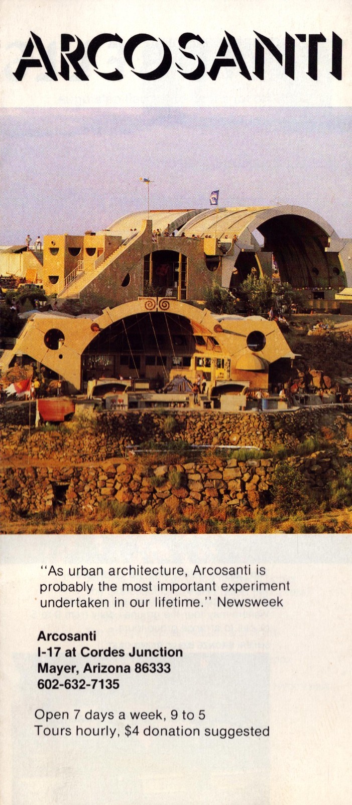 Vintage Arcosanti Paolo Soleri Arizona Arcology Travel Brochure Foldout
