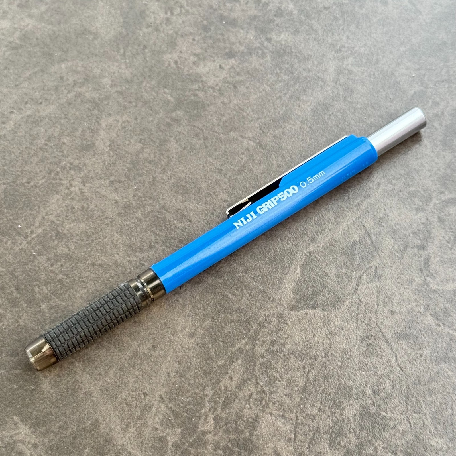 Niji Grip 500 Double Knock Mechanical Pencil Vintage Blue Japan – 0.5mm Lead