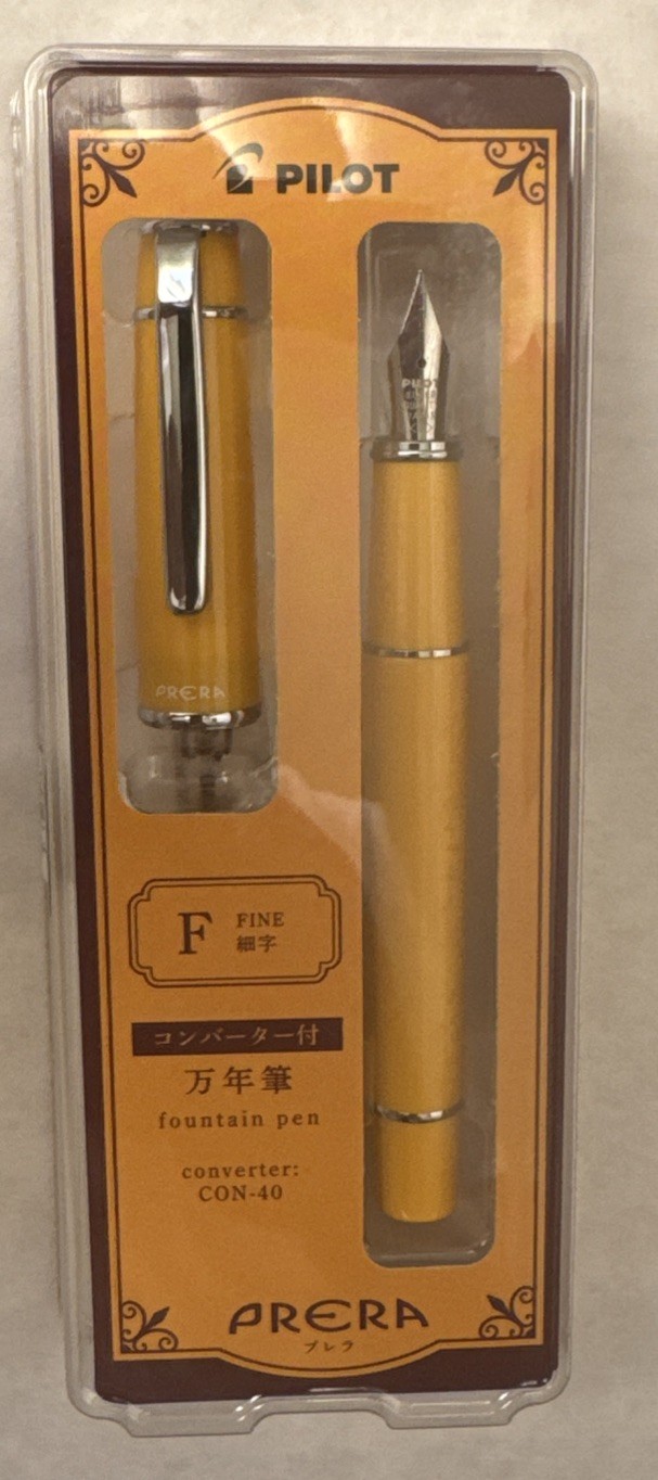 Pilot Prera Fountain Pen Warm Yellow Fine Nib P-FPR-1-WY-F w/ CON-40 Converter