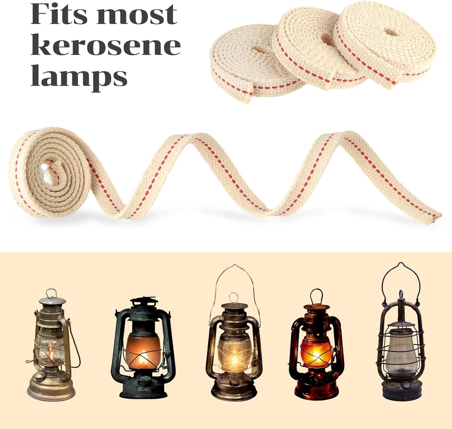 3 Rolls Lamp Wick Lantern Wicks – 10 Ft 1/2 Inch Flat Cotton Oil Lamp Wick Repla