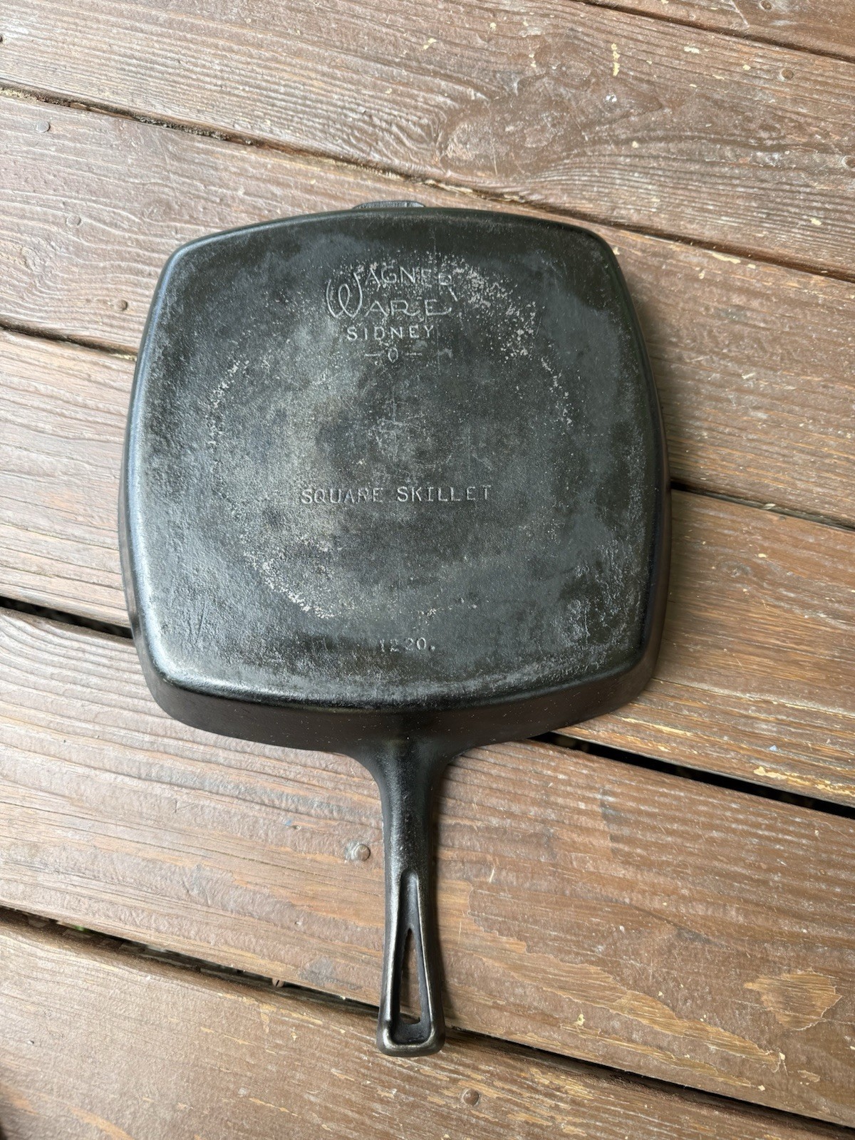 Vintage Wagner Ware Flat Bottom Sidney O Square Cast Iron Skillet No 1220 11″