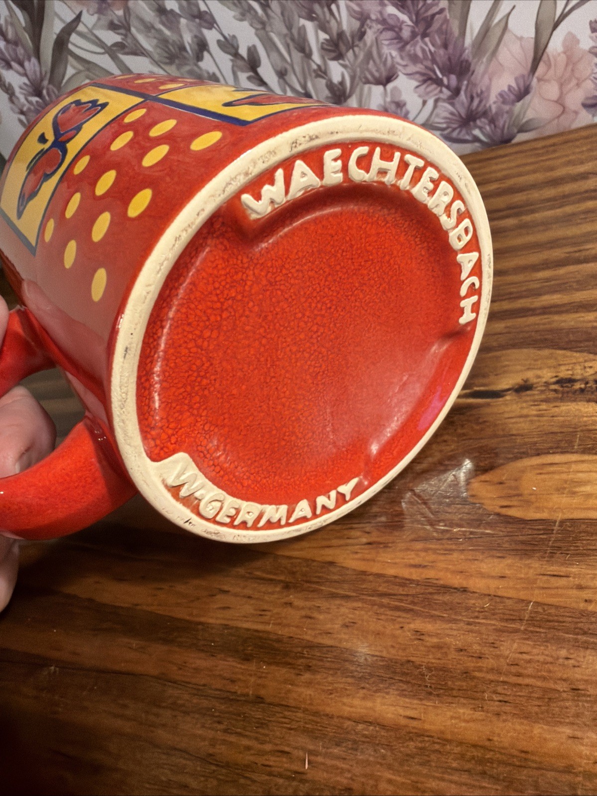 Vintage Rare Waechtersbach Red Goose Bunny Rabbit Ceramic Mug Germany Pop Art