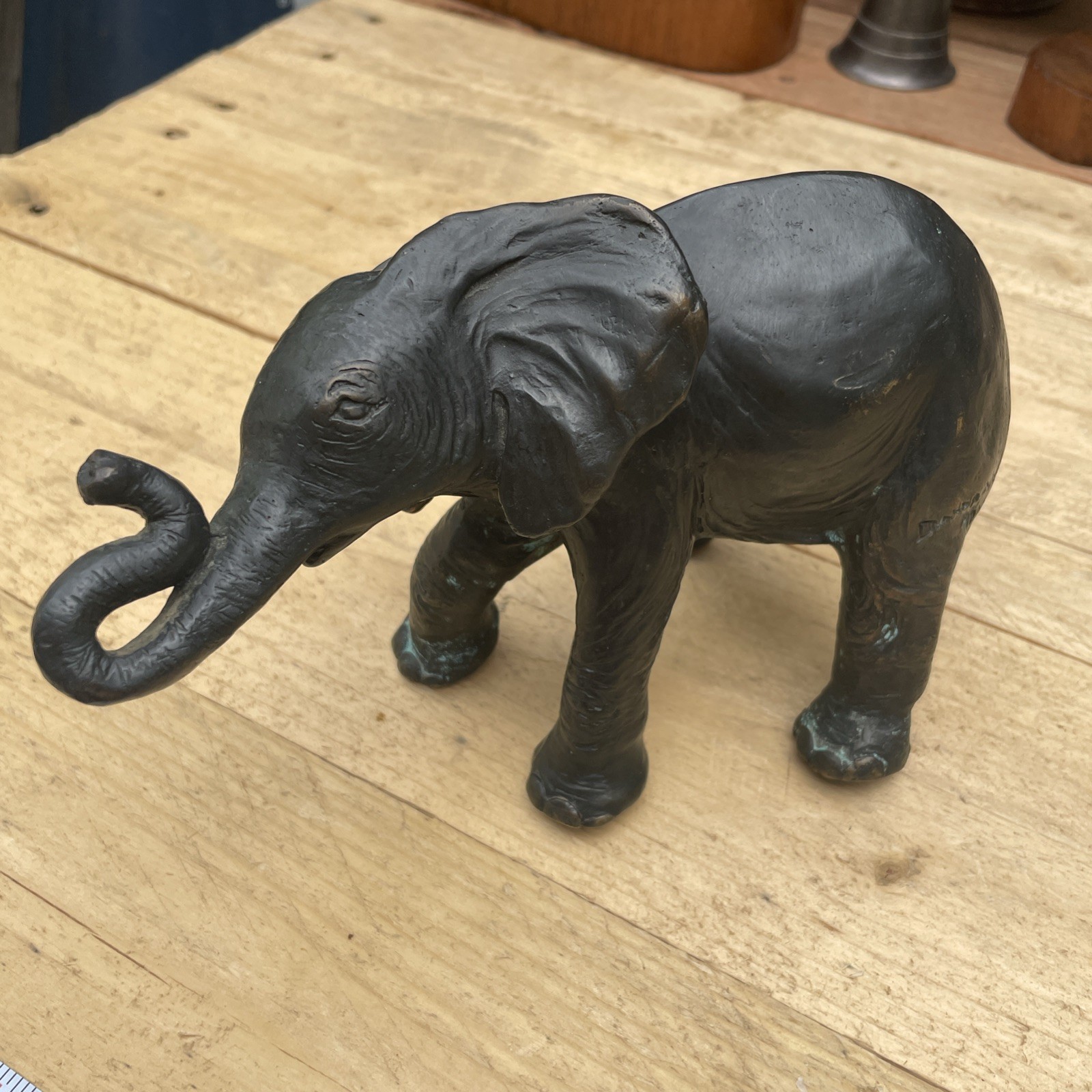 Limited Edition cast Bronze Elephant Sculpture figurine Donna Mason Adams Signed