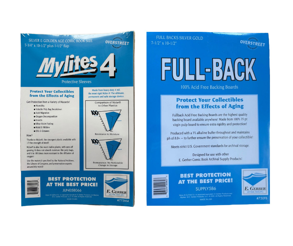 25 Mylites 4 Mil Mylar Silver & Golden Age Comic Book Bags and Full Back Boards