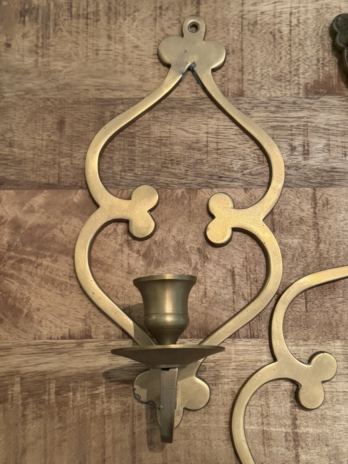 Solid Brass Wall Sconce Candle Holder Set of 2 Vintage MCM 9.75” x 4.5″