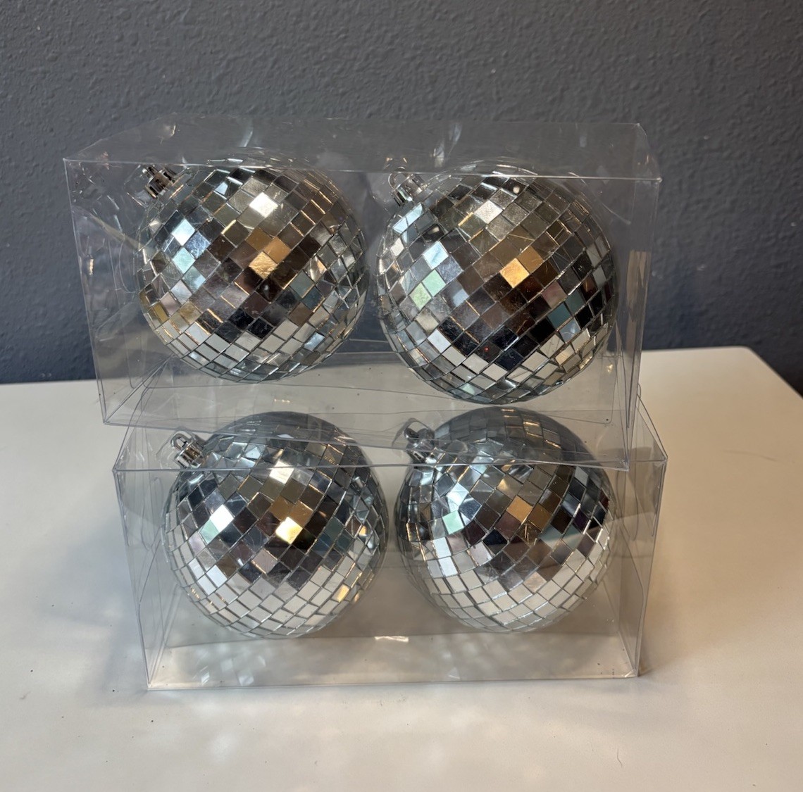 Ashland Jewels & Jolly Mirror Disco Ball Ornaments Silver 2 Boxes (total Of 4).