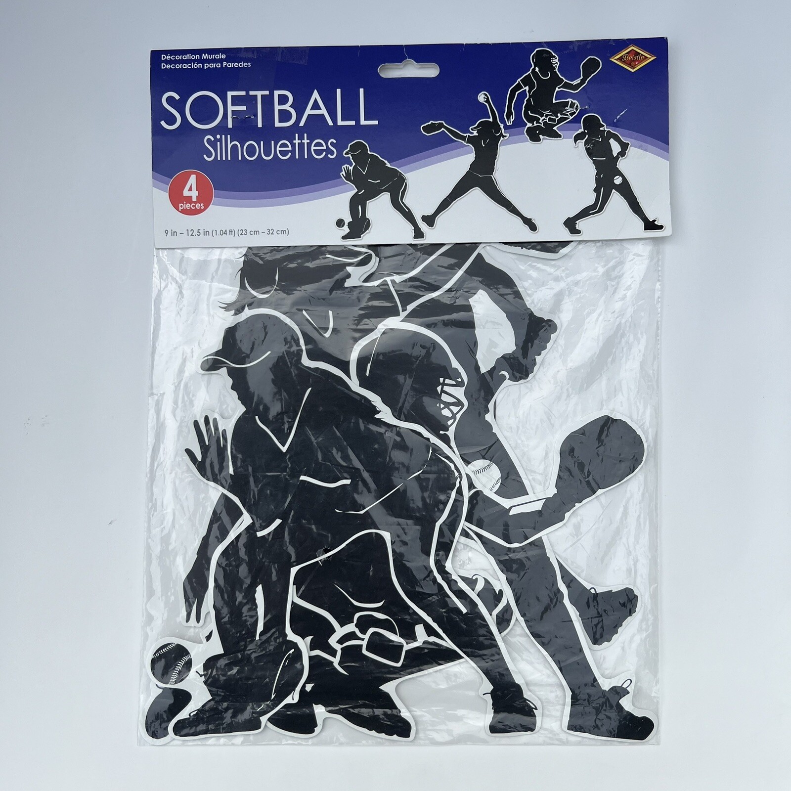 Beistle Softball Silhouettes Wall Decorations Printed Black on Both Sides