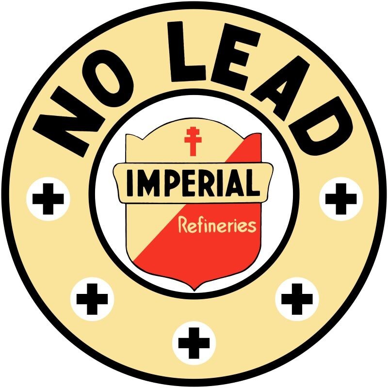 Imperial Refineries No Lead Gas NEW Sign: 40″ Dia. Round USA STEEL TWO-SIDED