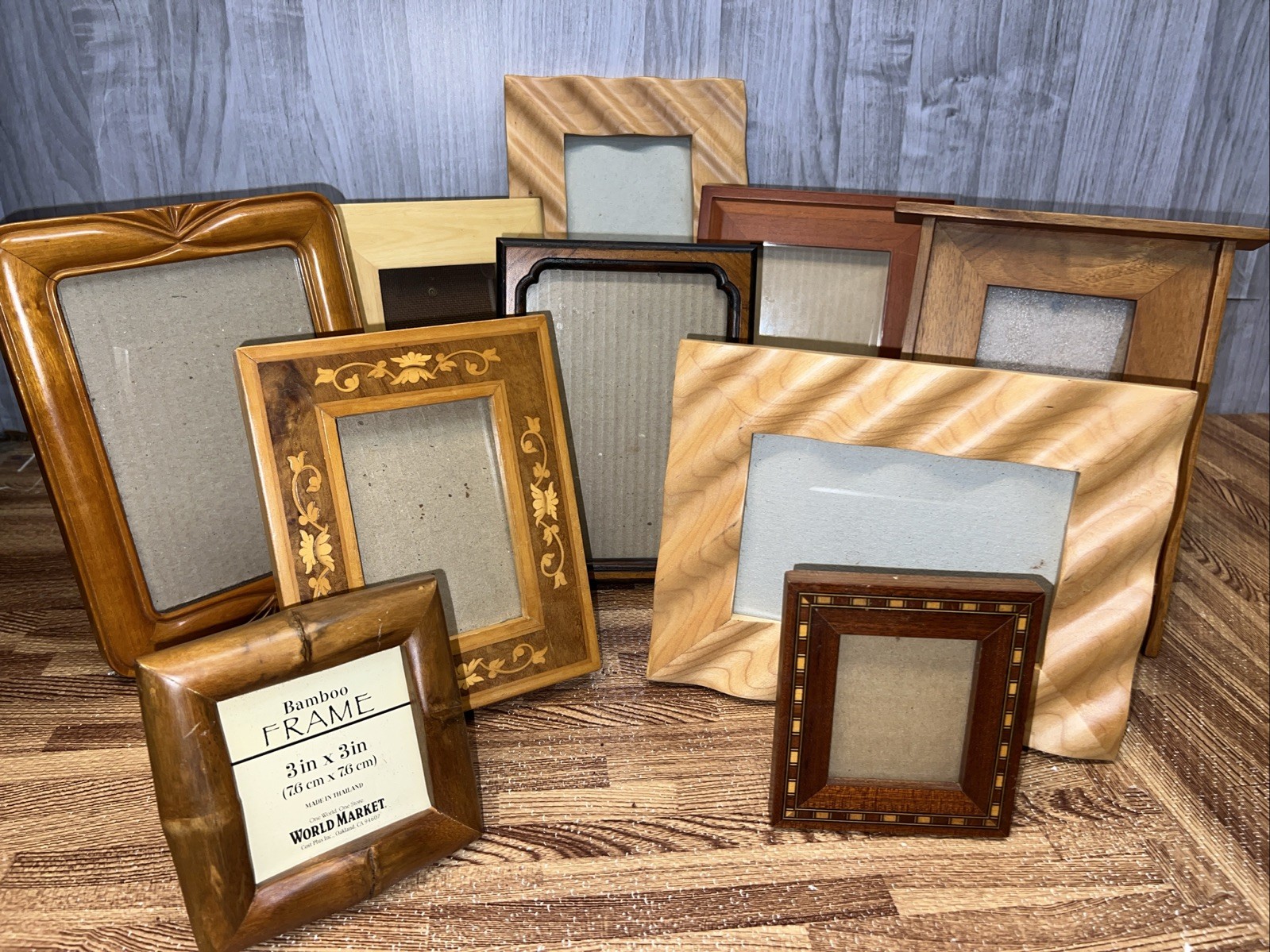 10 VTG Eclectic Wood Picture Frames Lot Organic Modern Craftsman Gallery