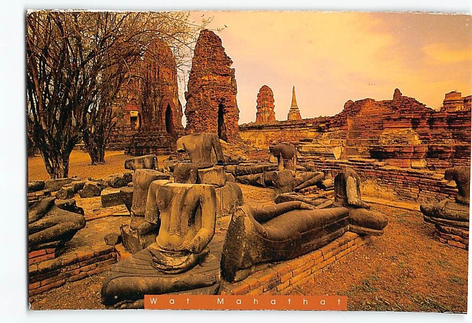 Postcard Ruins of Wat Mahathat in the Ayutthaya Historical Park Thailand