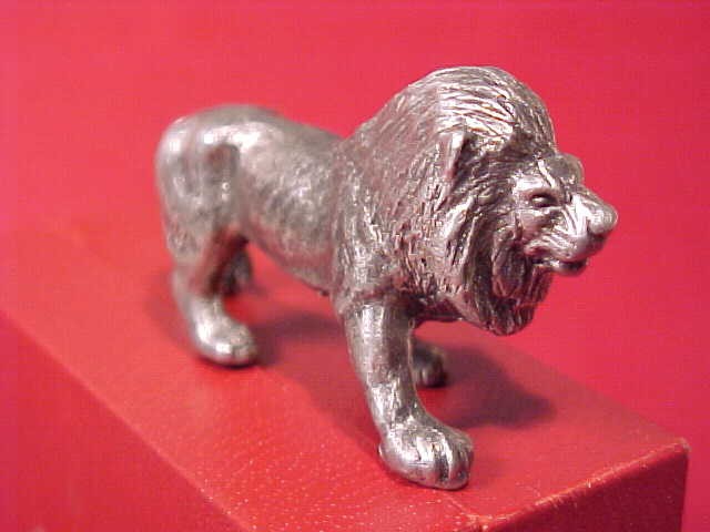 Vintage Miniature White Bronze Cast Lion Sculpture Signed I.B. Estate Figurine