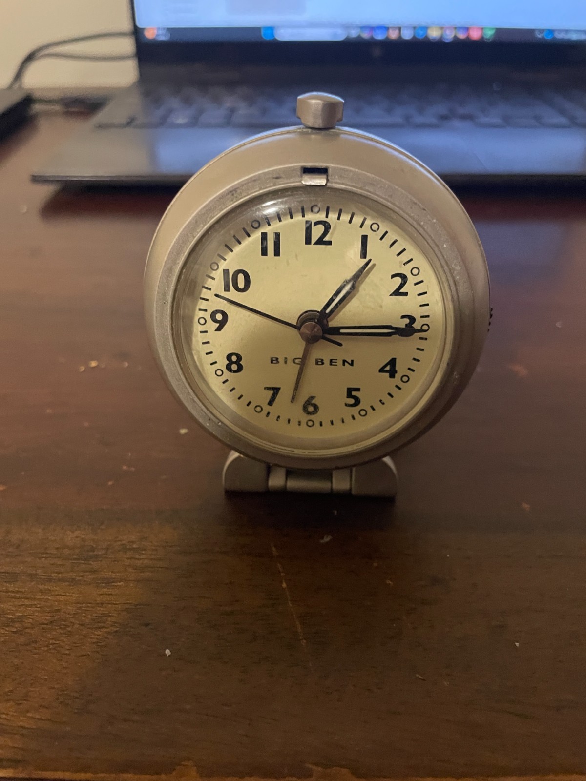 Westclox Big Ben Travel Alarm Clock in a Brushed Silver-Tone Metal Case