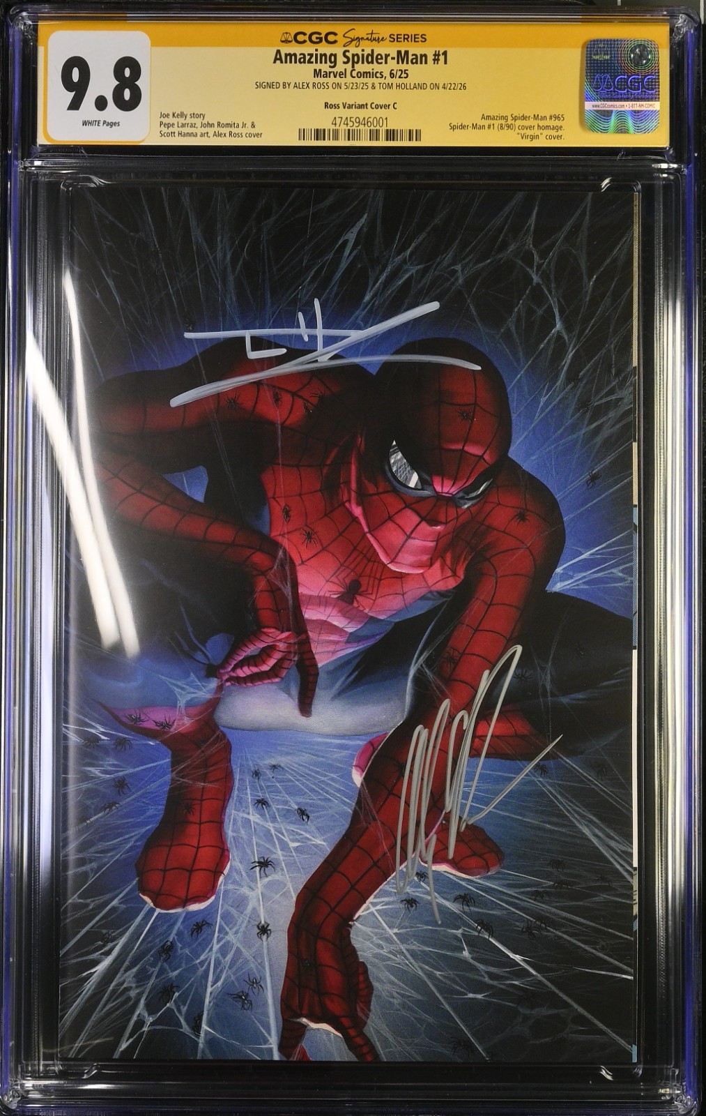 Amazing Spider-Man #1 Alex Ross SDCC Ex. CGC 9.8 SS 2x Signed Ross & Tom Holland