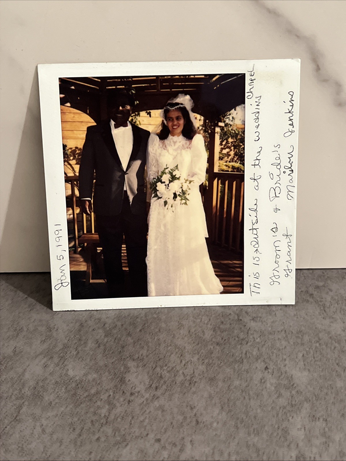 1990s Polaroid Photo Wedding Outdoors African American Couple Bride And Groom