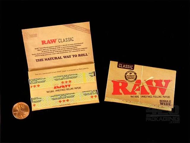 😎 🍃 25 x RAW CLASSIC SINGLE WIDE ROLLING PAPERS FULL BOX 100% AUTHENTIC 🍃😎