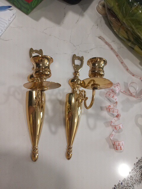Baldwin Brass Candle Sconce Wall Candelabra Pair EB Mark Forged USA