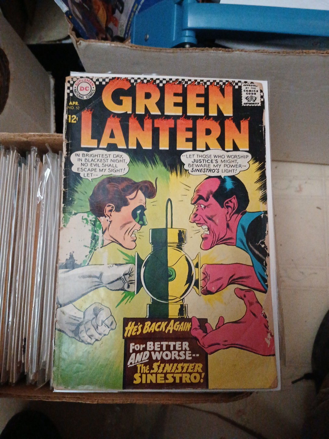 Green Lantern #52 Apr 1967 Dc Comics Gil Kane cover art, The Sinister Sinestro!