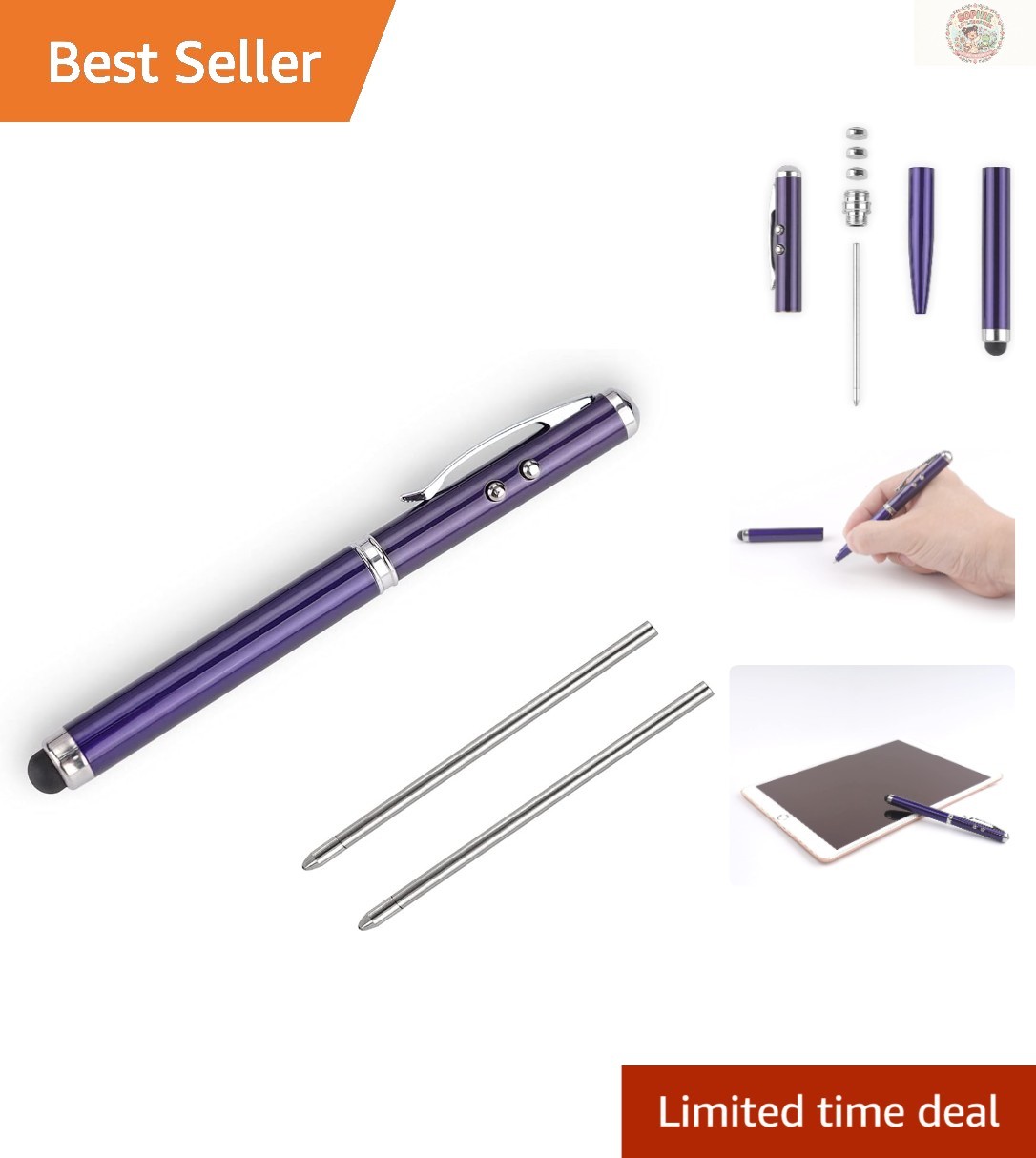 Portable Multi-Functional Pen with White Light Flashlight & Touchscreen Stylus