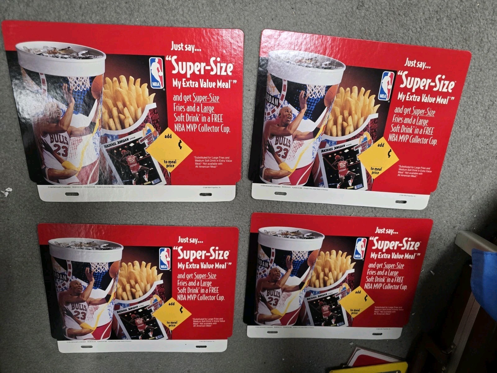 1994 McDonald’s michael jordan supersize cup cardboard register topper