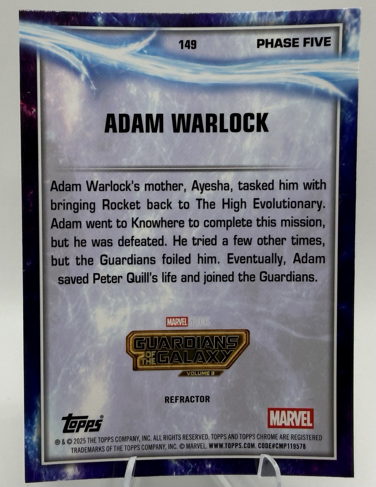 Adam Warlock 2025 Topps Chrome Marvel Studios RayWave Refractor #149 Guardians