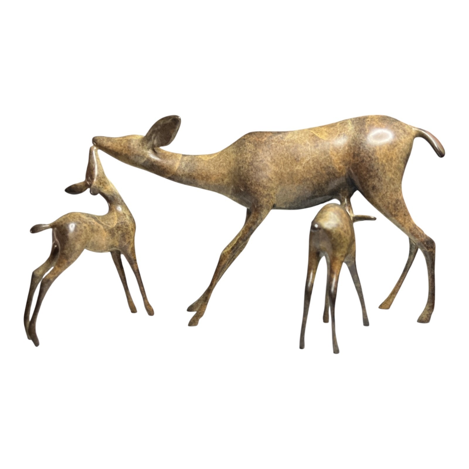 Loet Vanderveen (1921-2015) Bronze Doe & Fawns Model 317-A #119/1000 USA 1996