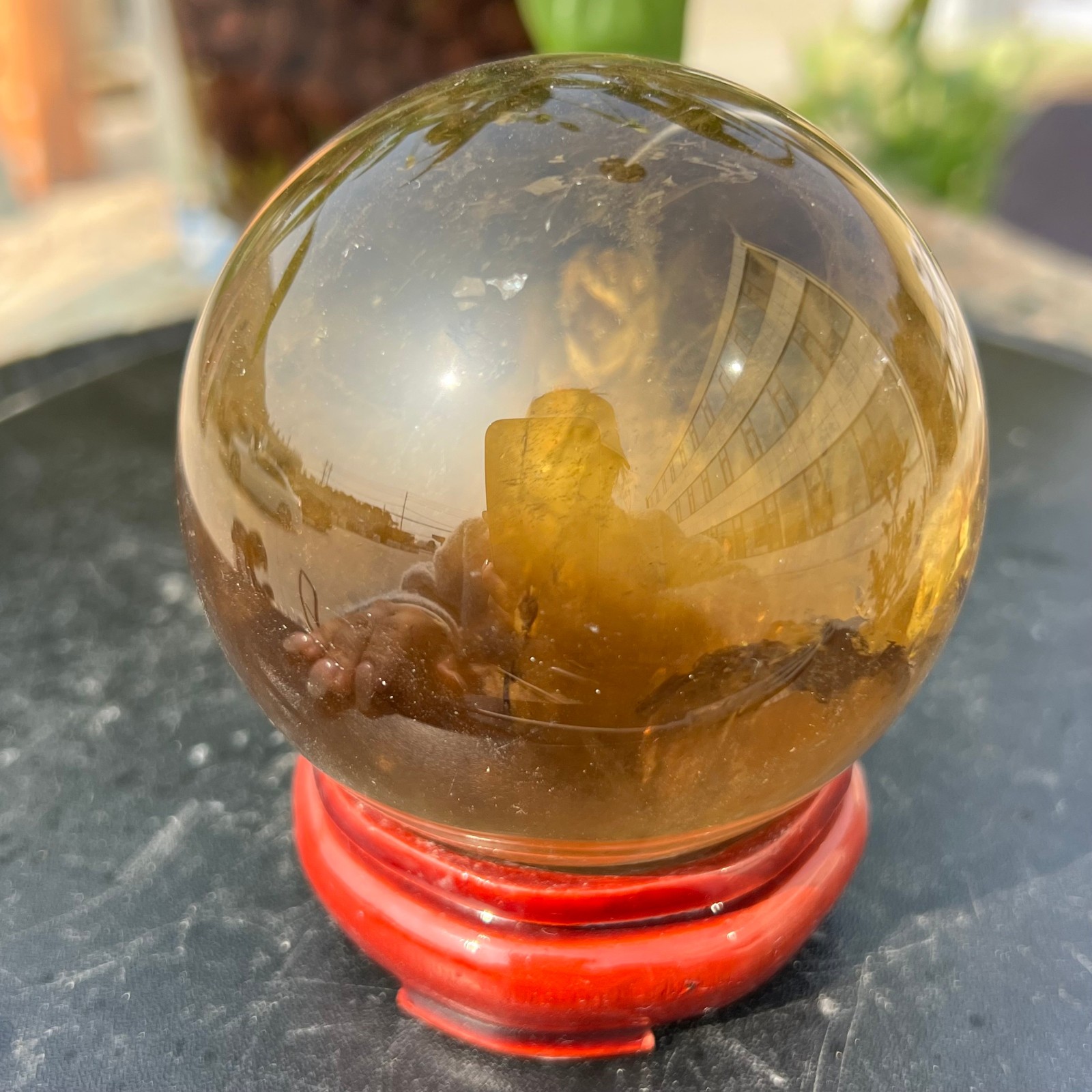 1.5LB Natural Smoky Quartz Crystal Sphere Polished Healing Ball Home Decor