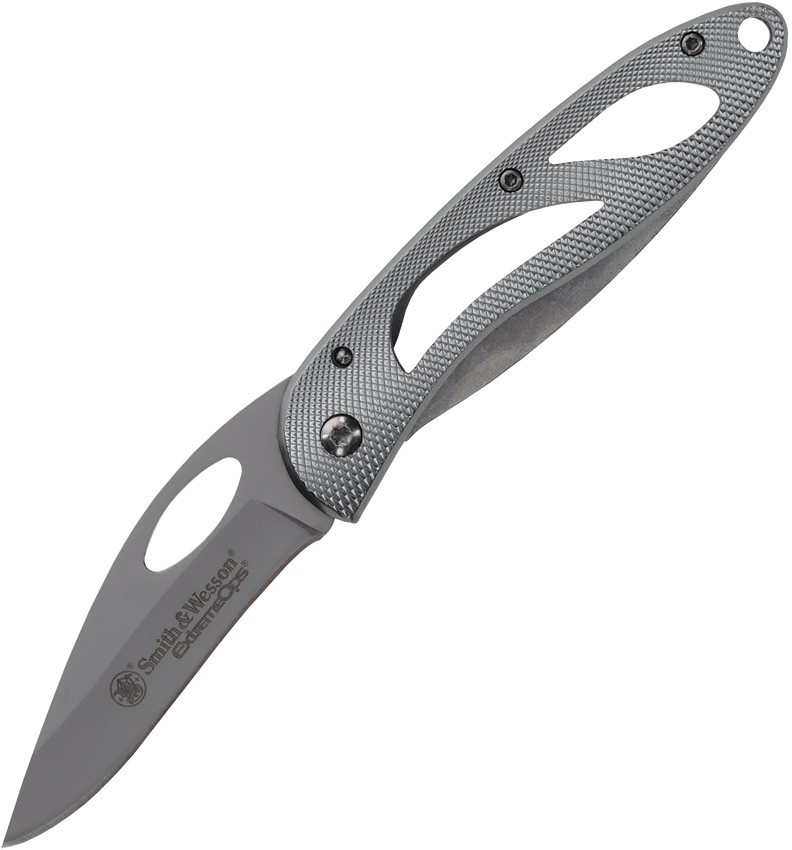 Blue-Gray Aluminum Handle SMITH & WESSON Extreme Ops Linerlock Knife, SWA12CP