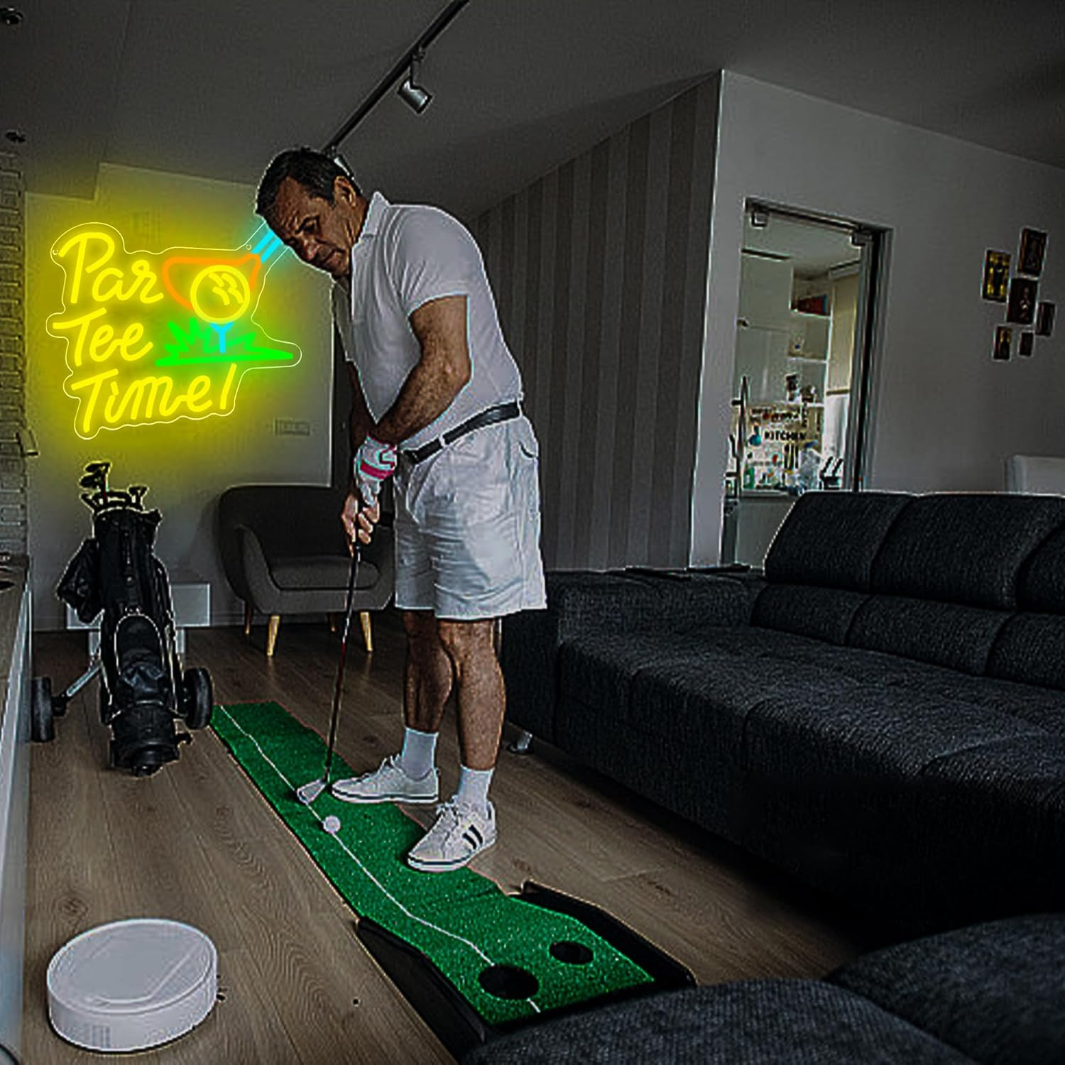 Golf Neon Sign – Dimmable LED Wall Decor for Man Cave or Party – 13.7×12.4
