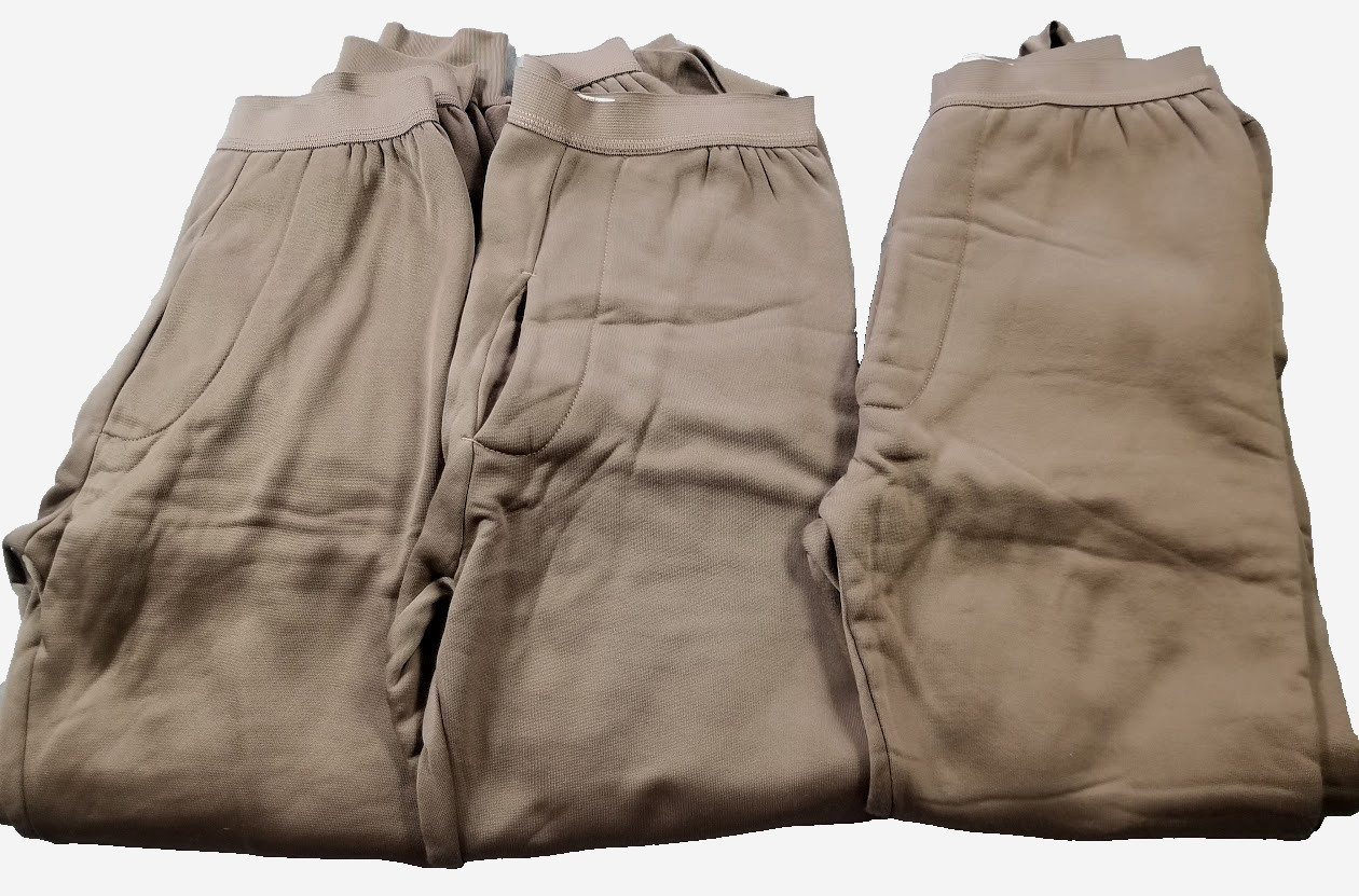 US Military Cold Weather Pants Drawers Lightweight M Brown Base Layer Lot of 3