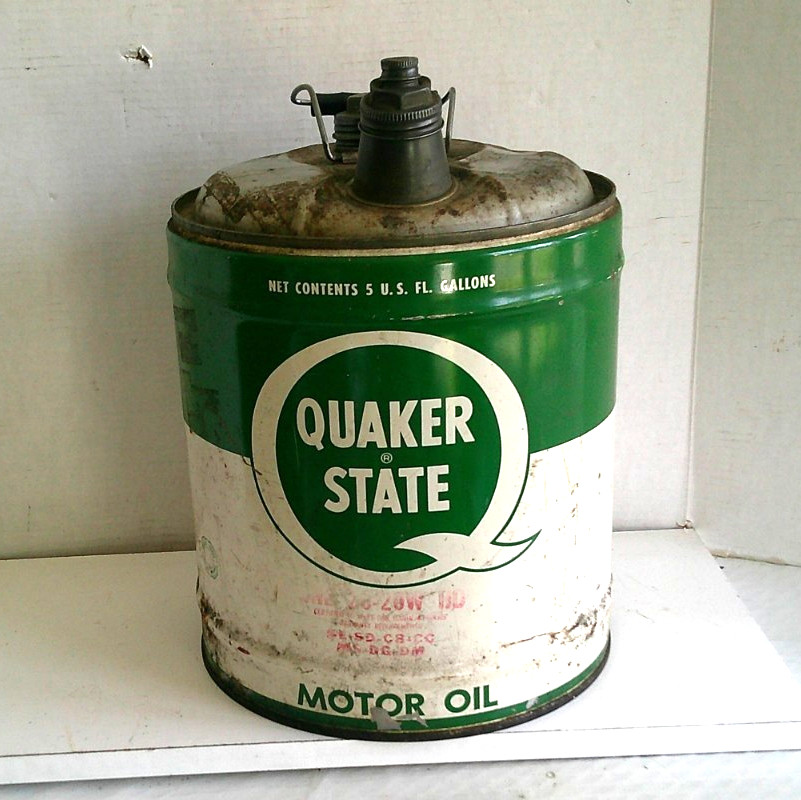 Vintage Quaker State SAE 20 W Motor Oil 5 Gallon Can