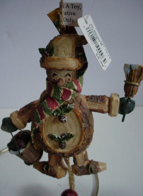 Pull String Christmas Ornament Rustic Wood Slice