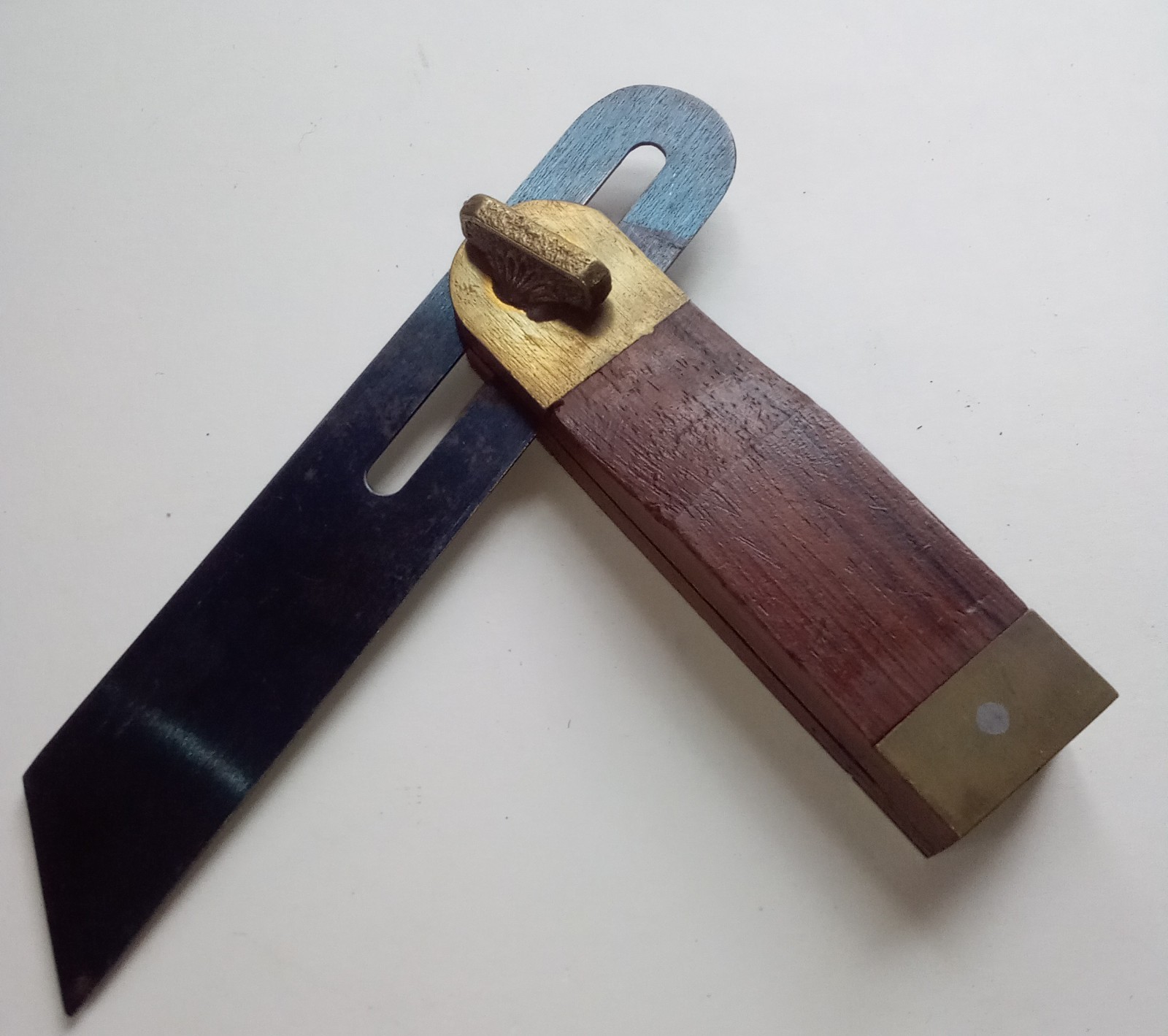 Vintage Sliding Bevel Gauge Brass & Rosewood Decorative Lock Woodworker Tool 8″
