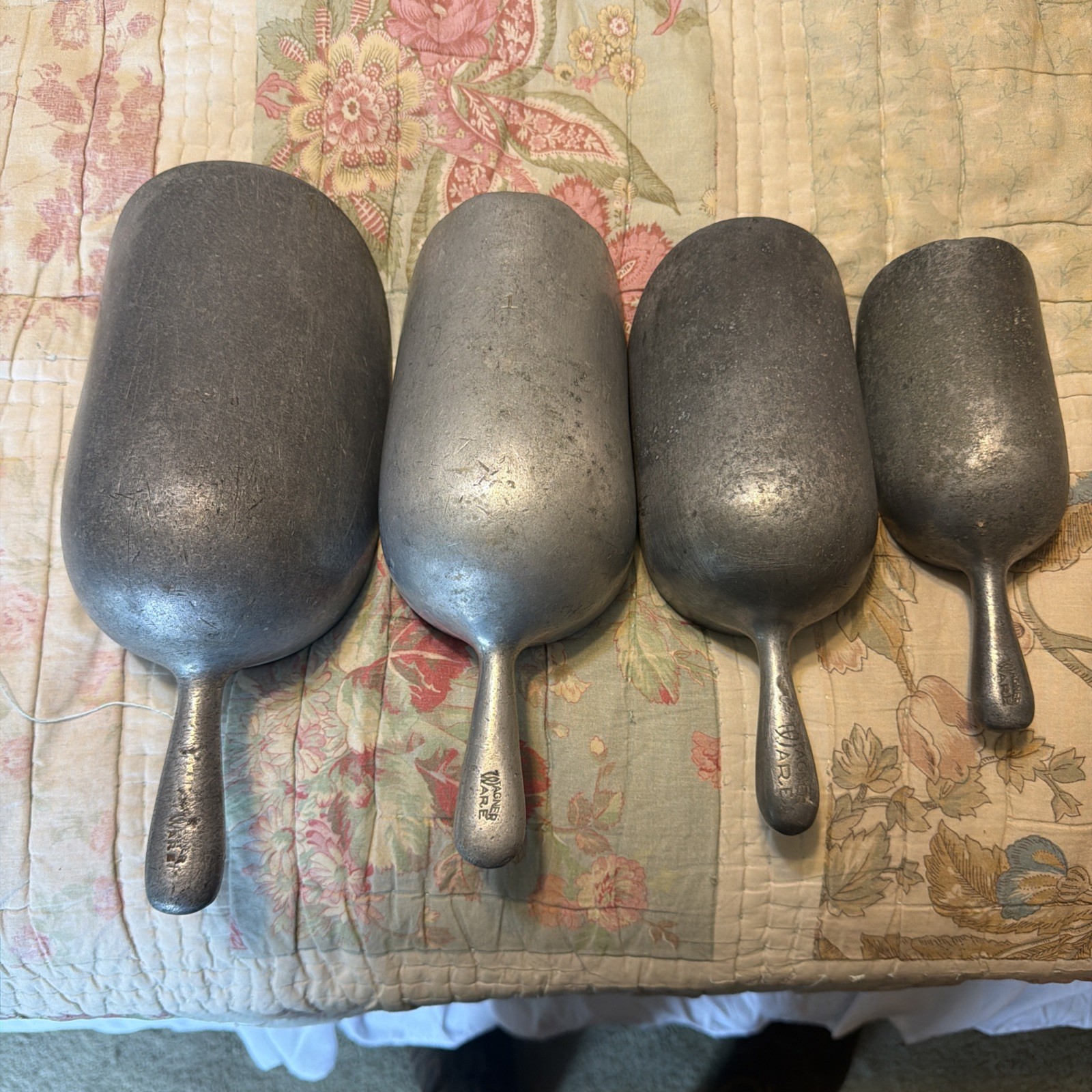 Vintage Wagner Ware Aluminum Scoop Set Kitchen Utility 902/901 1/2/901/0