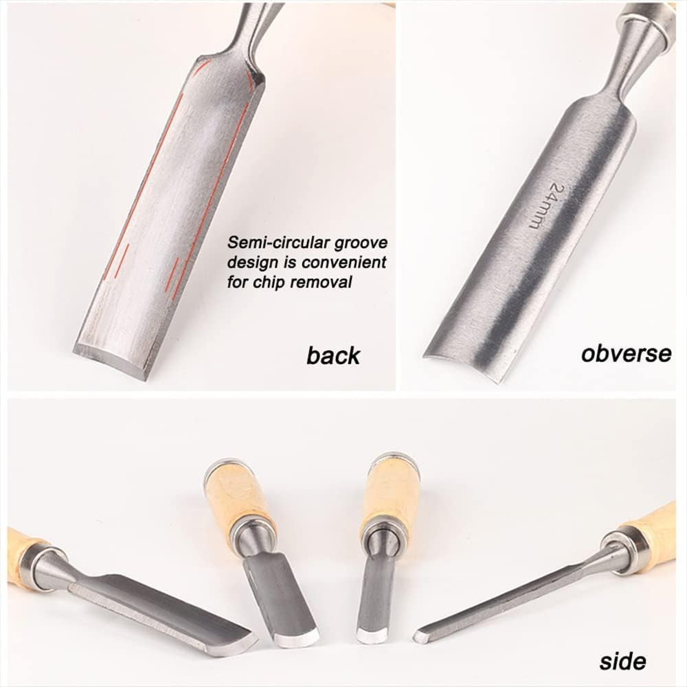 4PCS Semi-Circular Woodworking Chisel Set – Chrome Vanadium Steel Carpenter Wood