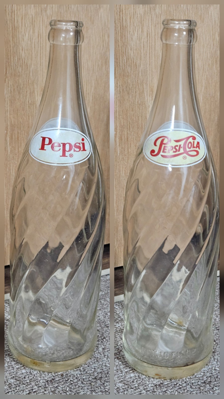Vintage 1 Pint 10 Oz Pepsi Cola Swirl Bottle Glass Empty
