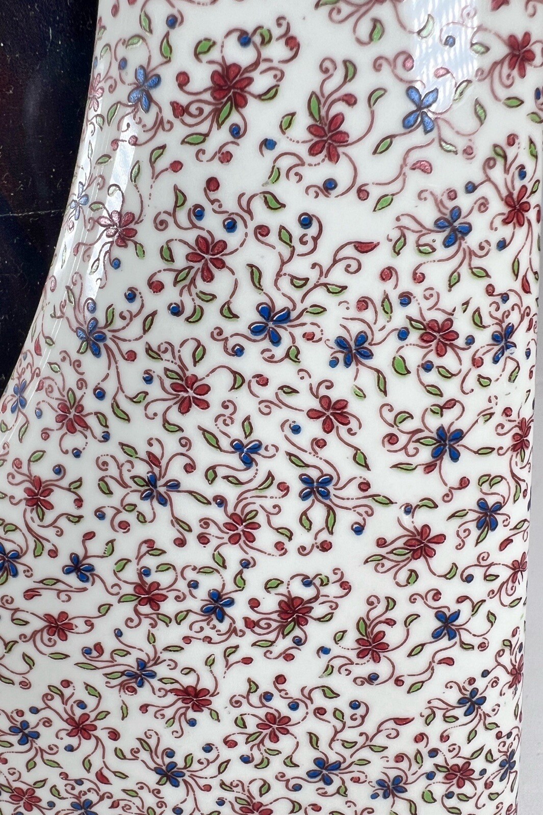 Vintage Ceramic Rectangular Frame Burgundy & Navy Blue Floral Oval 8X10 Photo