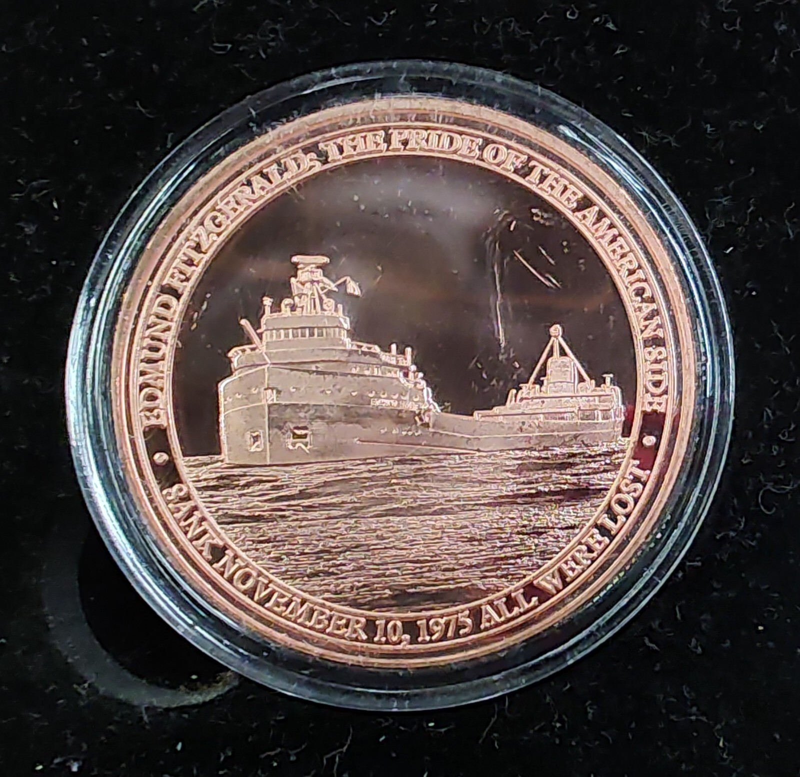 1.5″ YOOPER EDMUND FITZGERALD Medallion -1 Ounce of PURE copper with case